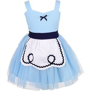 Alice in Wonderland costume plus white tights and black headband size 6 girls